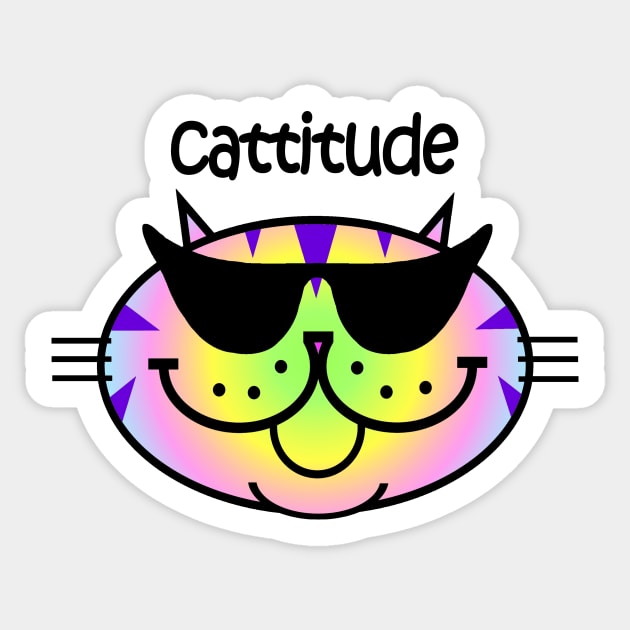 Cattitude 2 - Rainbow Stripe Sticker by RawSunArt